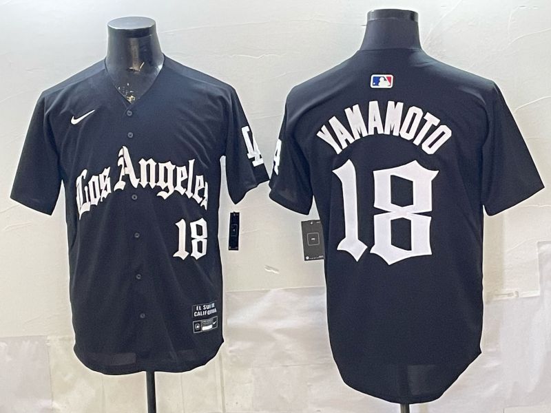 Men 2026 Los Angeles Dodgers #18 Yamamoto Black 5th generation Joint Name Nike MLB Jersey style 01->toronto blue jays->MLB Jersey